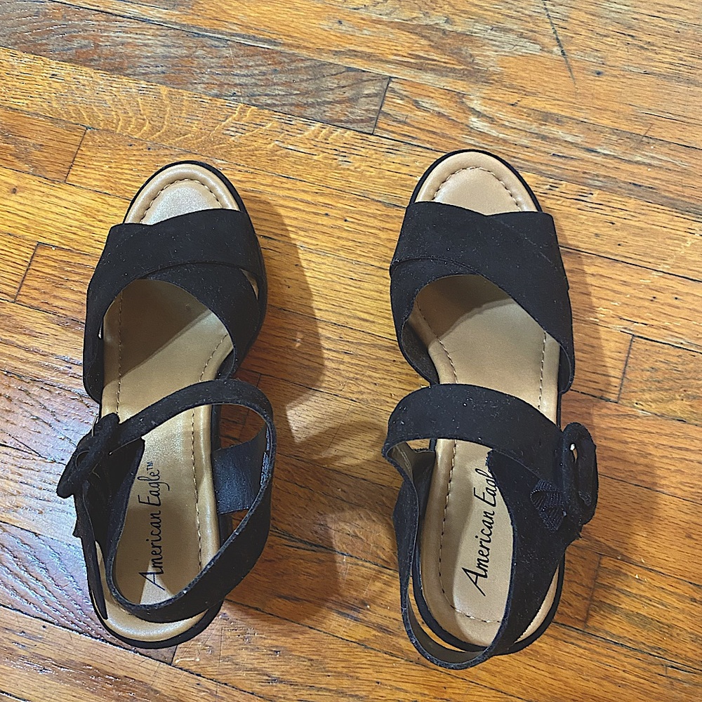 Payless- American Eagle Black Suede Platform heels
